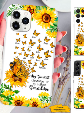 Sunflower Butterfly My greatest Blessings call me Mom Grandma Nana Mimi Gigi Auntie Personalized phone case SC261245