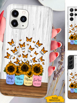 Sunflower Butterfly Wife Mom Grandma Great Nana Mimi Gigi Auntie Personalized phone case SC2612434