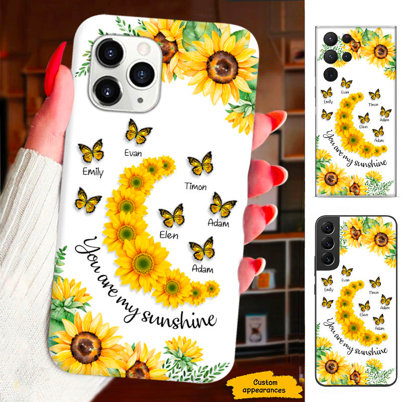 Sunflower Butterfly You are my Sunshine Mom Grandma Nana Mimi Gigi Auntie Personalized phone case SC2312431