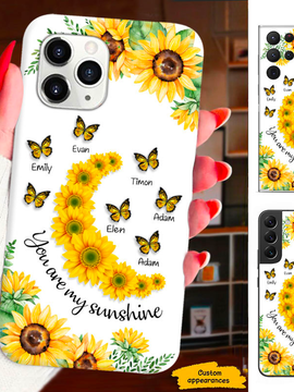 Sunflower Butterfly You are my Sunshine Mom Grandma Nana Mimi Gigi Auntie Personalized phone case SC2312431