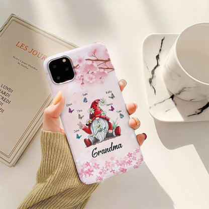 Sunflower Gnome Butterflies Grandma With Grankids Personalized Grandma Phone Case