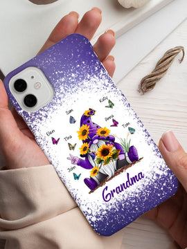 Sunflower Gnome Butterflies Grandma With Grankids Personalized Grandma Phone Case