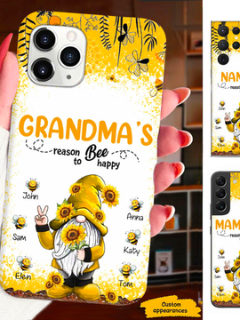 Sunflower Gnome Honey Bee Grandma Nana Mimi Mom Auntie Personalized Phone Case SC24110125