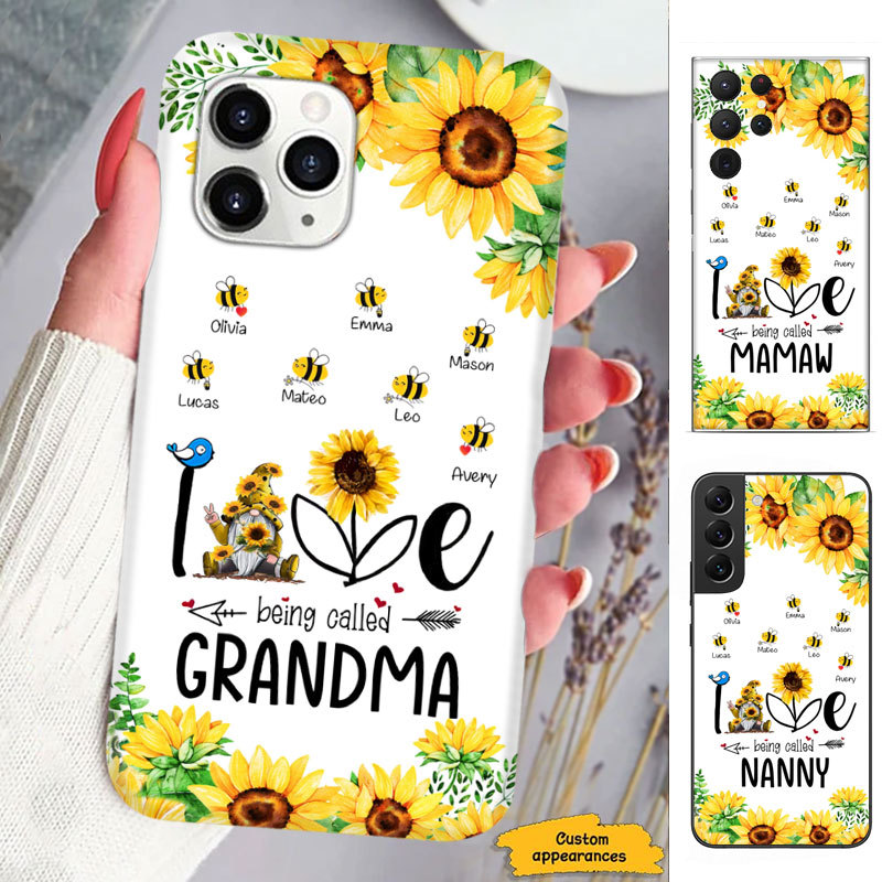 Sunflower Honey Bee Gnome Love is being called Mom Grandma Nana Mimi Gigi Auntie Personalized phone case SC2412442