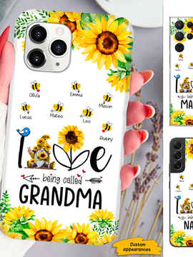 Sunflower Honey Bee Gnome Love is being called Mom Grandma Nana Mimi Gigi Auntie Personalized phone case SC2412442