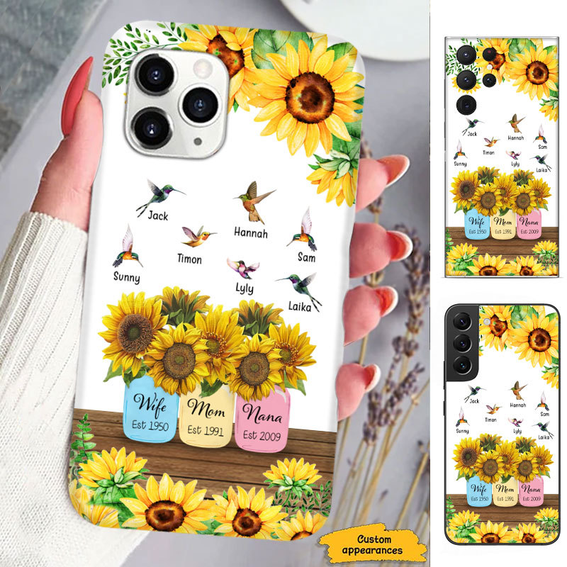 Sunflower Hummingbird Mom Grandma Nana Mimi Gigi Auntie Personalized phone case SC2412421
