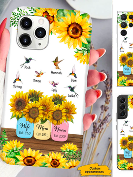 Sunflower Hummingbird Mom Grandma Nana Mimi Gigi Auntie Personalized phone case SC2412421