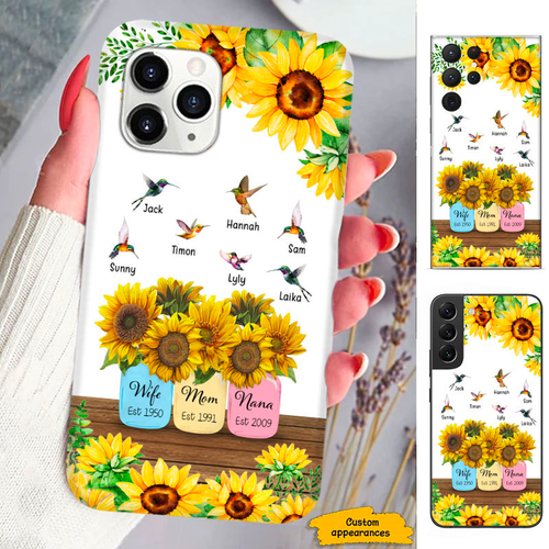 Sunflower Hummingbird Mom Grandma Nana Mimi Gigi Auntie Personalized phone case SC2412421