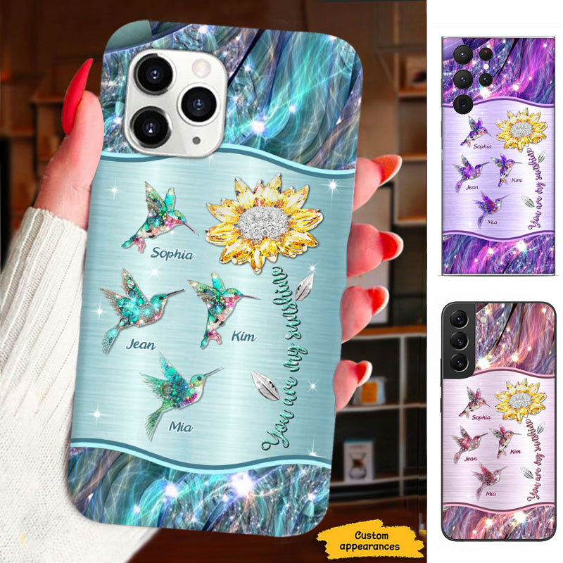 Sunflower Hummingbird You are my Sunshine Mom Grandma Nana Mimi Gigi Auntie Personalized phone case SC2312448