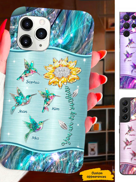 Sunflower Hummingbird You are my Sunshine Mom Grandma Nana Mimi Gigi Auntie Personalized phone case SC2312448