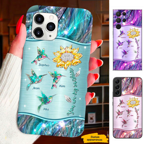 Sunflower Hummingbird You are my Sunshine Mom Grandma Nana Mimi Gigi Auntie Personalized phone case SC2312448