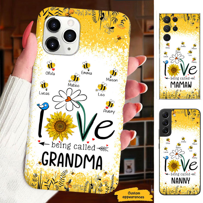 Sunflower LOVE Honey Bee Grandma Nana Mimi Gigi Personalized Phone Case SC1512429