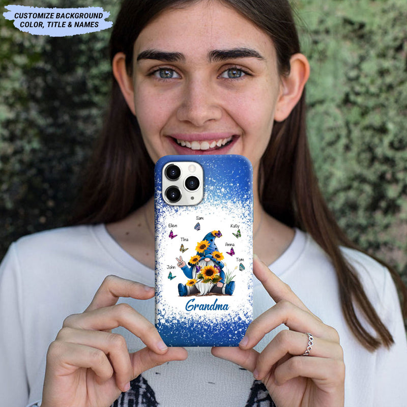 Sunflower Gnome Butterflies Grandma With Grankids Personalized Grandma Phone Case