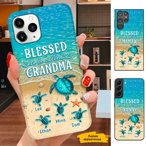 Turtle Blessed to be called Grandma Mommy Auntie Personalized Phone case SC27122316