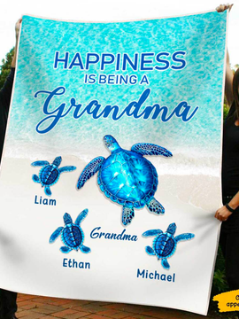 Turtle Happiness is Being Grandma Mommy Aunite Personalized Blanket SC2712231