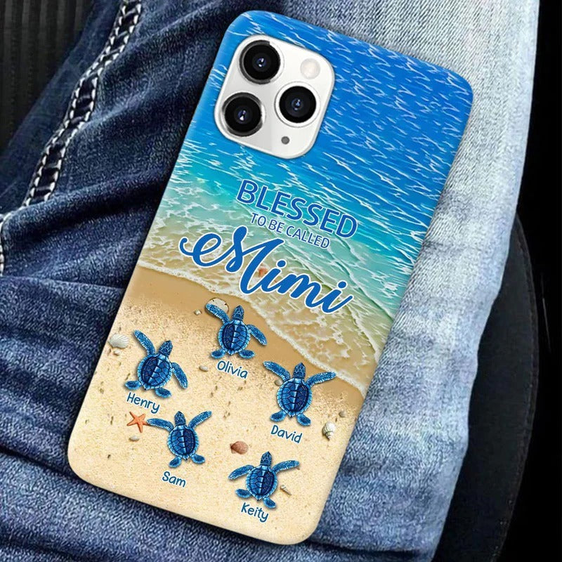 Turtle Happiness is Being Grandma Mommy Auntie Personalized Phone Case SC09061