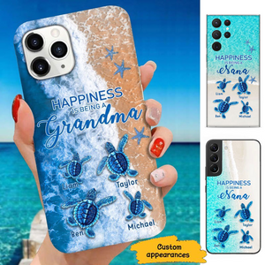 Turtle Happiness is Being Grandma Mommy Auntie Personalized Phone Case SC09061