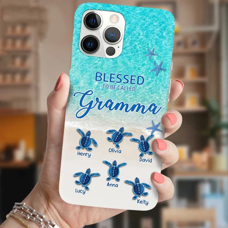 Turtle Happiness is Being Grandma Mommy Auntie Personalized Phone Case SC09061