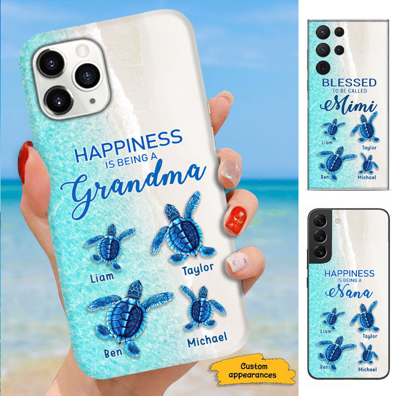 Turtle Happiness is Being Grandma Mommy Auntie Personalized Phone Case SC52721