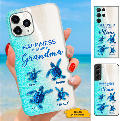 Turtle Happiness is Being Grandma Mommy Auntie Personalized Phone Case SC52721