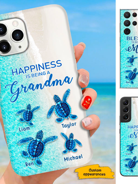 Turtle Happiness is Being Grandma Mommy Auntie Personalized Phone Case SC52721