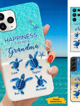 Turtle Happiness is Being Grandma Mommy Auntie Personalized Phone Case SC52723