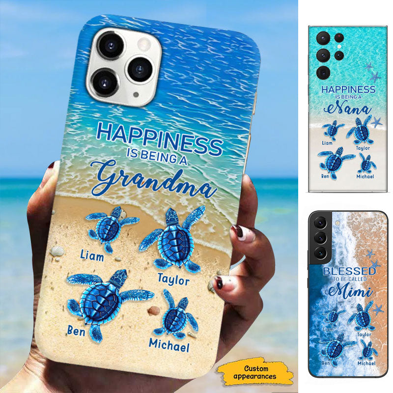 Turtle Happiness is Being Grandma Mommy Auntie Personalized Phone Case SC52725