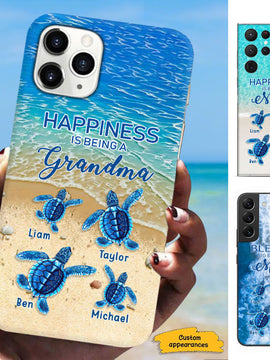 Turtle Happiness is Being Grandma Mommy Auntie Personalized Phone Case SC52725