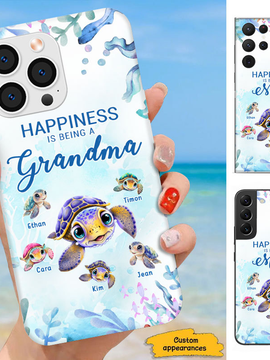 Turtle Happiness is Being Grandma Nana Mimi Mom Auntie Personalized Phone Case SC2410081