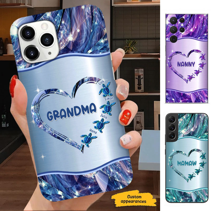 Turtle Heart Mom Grandma Great Grandma Nana Mimi Gigi Auntie Personalized phone case SC221249