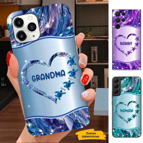 Turtle Heart Mom Grandma Great Grandma Nana Mimi Gigi Auntie Personalized phone case SC221249