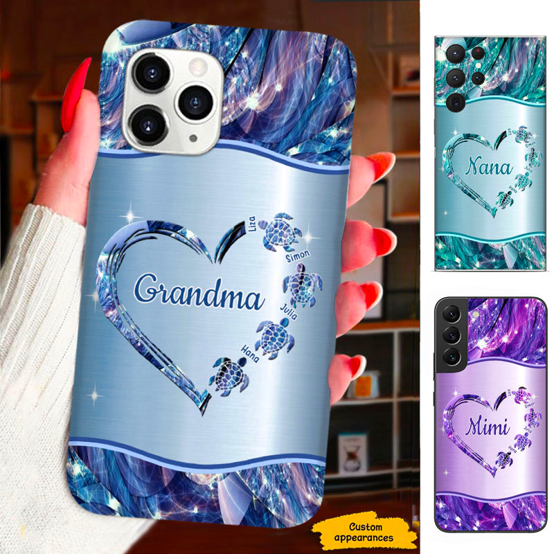 Turtle Heart Mom Grandma Nana Mimi Gigi Auntie Personalized phone case SC2212419