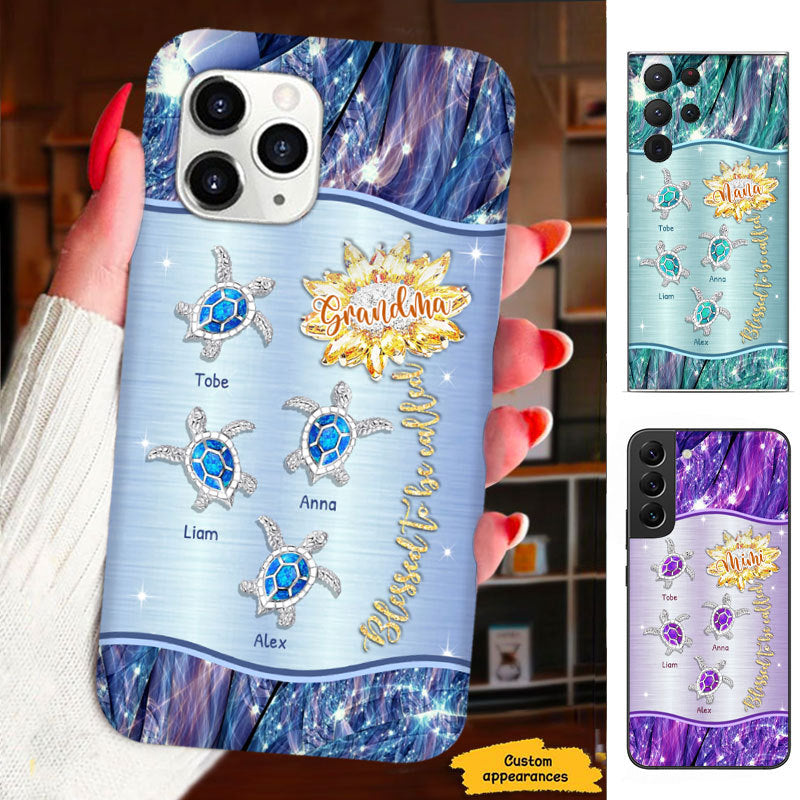 Turtle Sunflower Blessed to be called Mom Grandma Nana Mimi Gigi Auntie Personalized phone case SC2212436