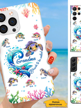 Turtle Blessed to be called Grandma Nana Mimi Mom Auntie Personalized Phone Case SC24102215