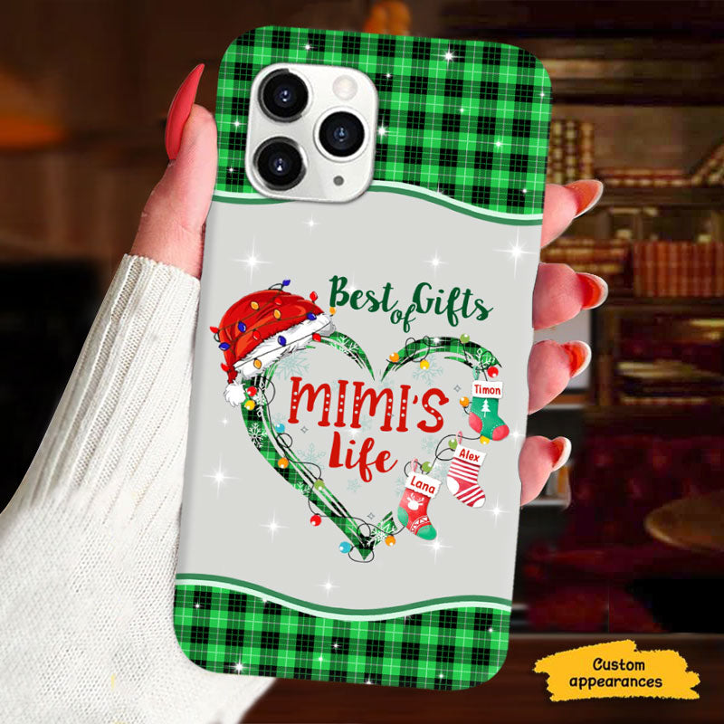 Best Of Gifts Grandma Life Christmas Stockings Plaid Heart Personalized Phone Case - mockup 5 of 6