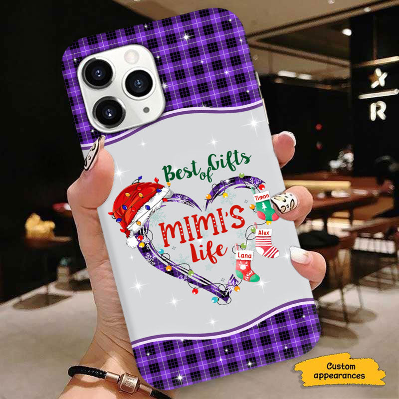 Best Of Gifts Grandma Life Christmas Stockings Plaid Heart Personalized Phone Case - mockup 6 of 6