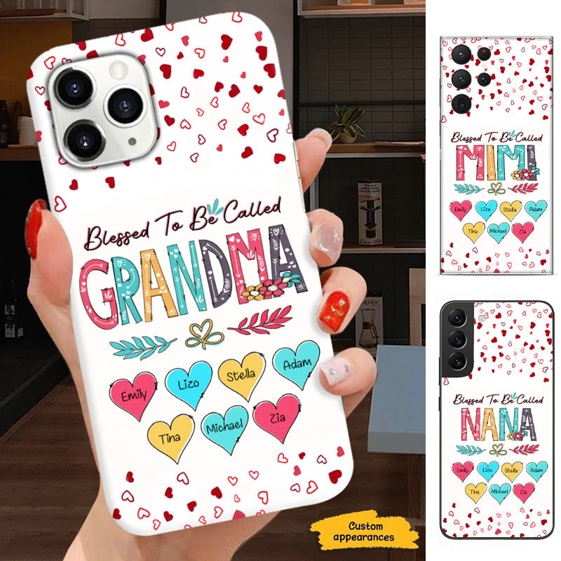 Blessed To Be Called Grandma Colorful Hearts Personalized Phone Case - mockup 1 of 5