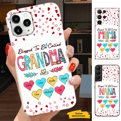 Blessed To Be Called Grandma Colorful Hearts Personalized Phone Case - mockup 1 of 5