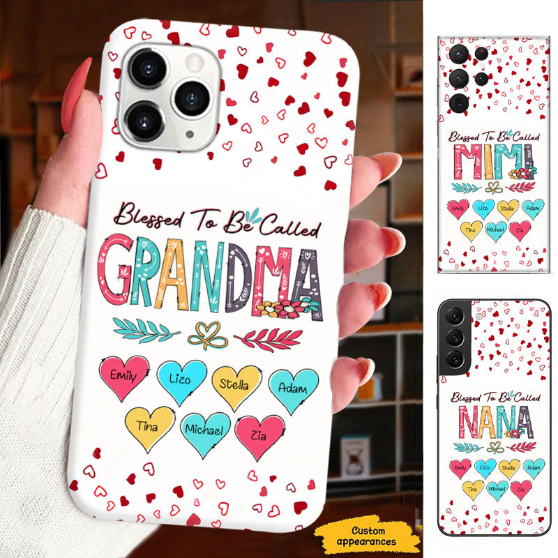 Blessed To Be Called Grandma Colorful Hearts Personalized Phone Case - mockup 2 of 5