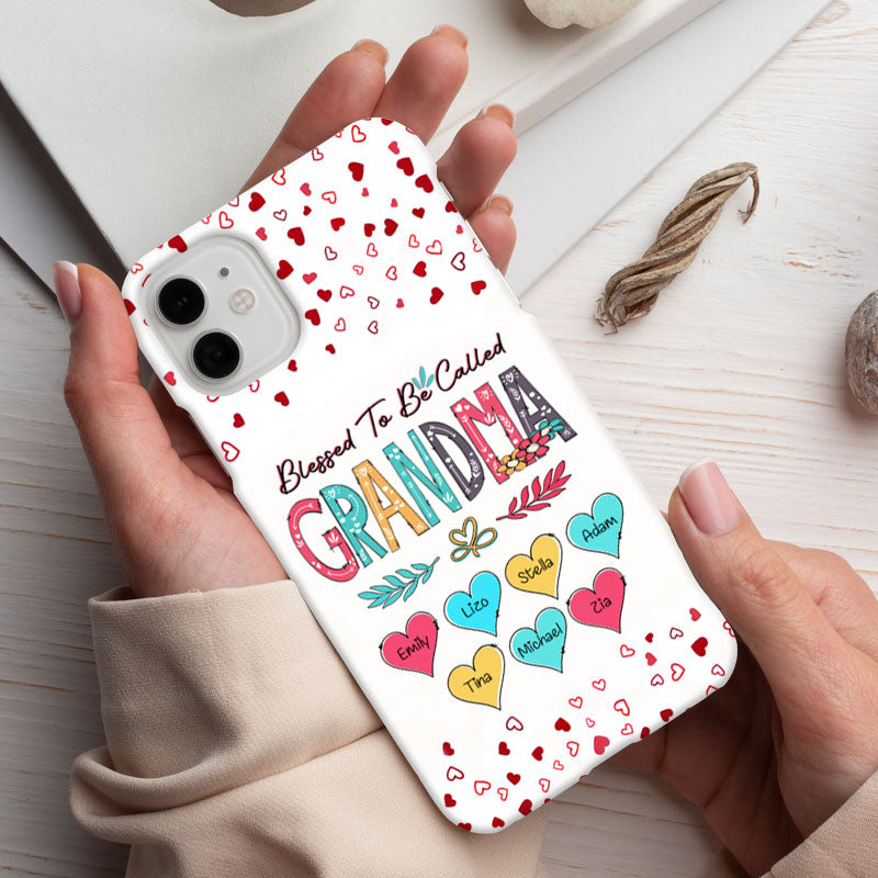 Blessed To Be Called Grandma Colorful Hearts Personalized Phone Case - mockup 4 of 5