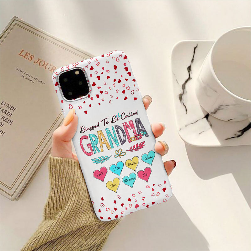 Blessed To Be Called Grandma Colorful Hearts Personalized Phone Case - mockup 5 of 5