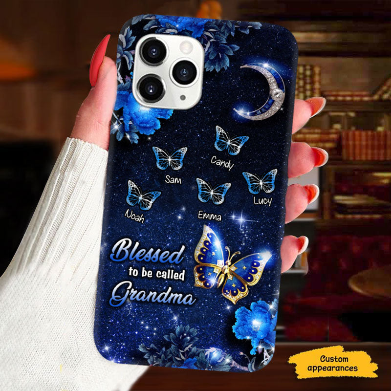 Blessed To Be Called Grandma Crescent Moon Butterflies Personalized Phone Case - mockup 1 of 6