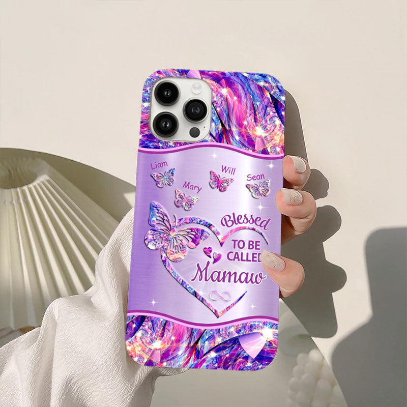 Blessed To Be Called Grandma Holographic Butterfly Heart Personalized Phone Case - mockup 5 of 5