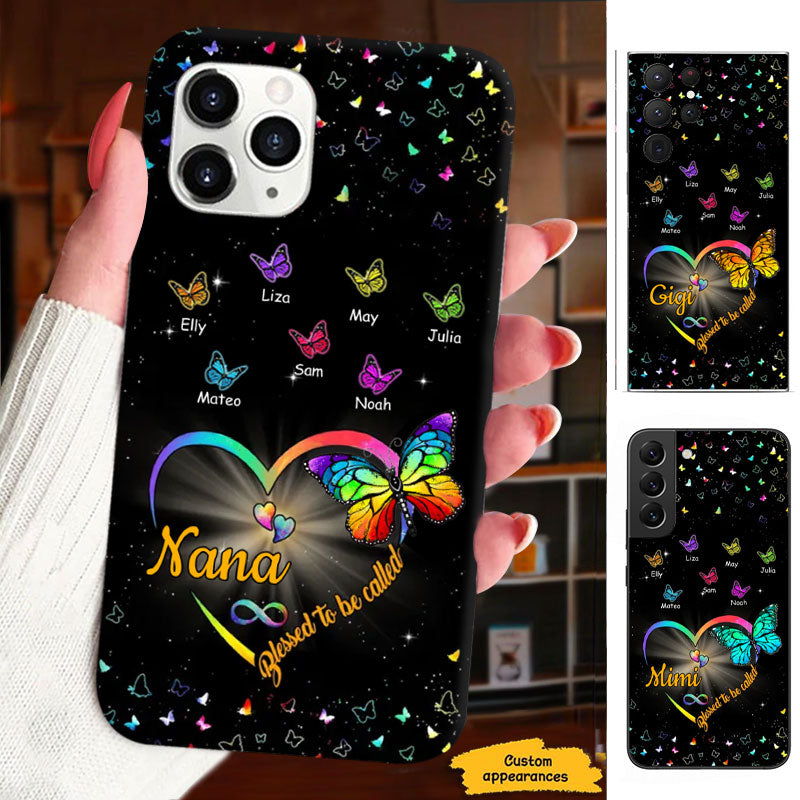 Blessed To Be Called Grandma Rainbow Infinity Heart Butterfly Personalized Phone Case - mockup 1 of 8