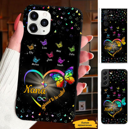 Blessed To Be Called Grandma Rainbow Infinity Heart Butterfly Personalized Phone Case - mockup 1 of 8