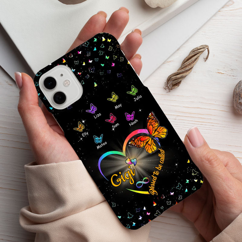 Blessed To Be Called Grandma Rainbow Infinity Heart Butterfly Personalized Phone Case - mockup 8 of 8