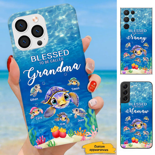 Blessed To Be Called Grandma Sea Turtle Underwater Personalized Phone Case - mockup 1 of 5