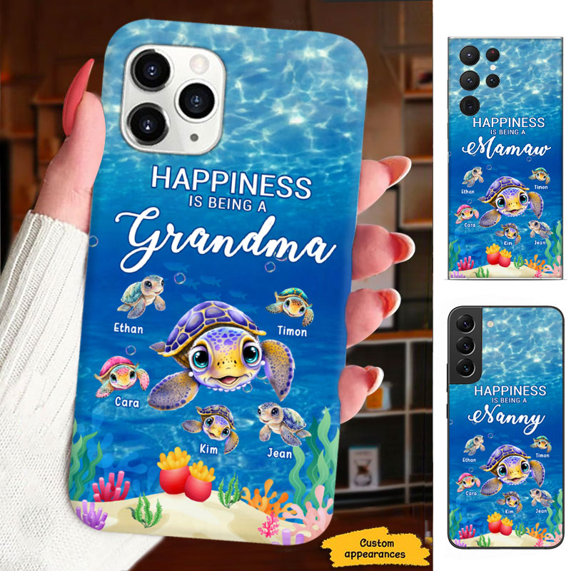 Blessed To Be Called Grandma Sea Turtle Underwater Personalized Phone Case - mockup 4 of 5