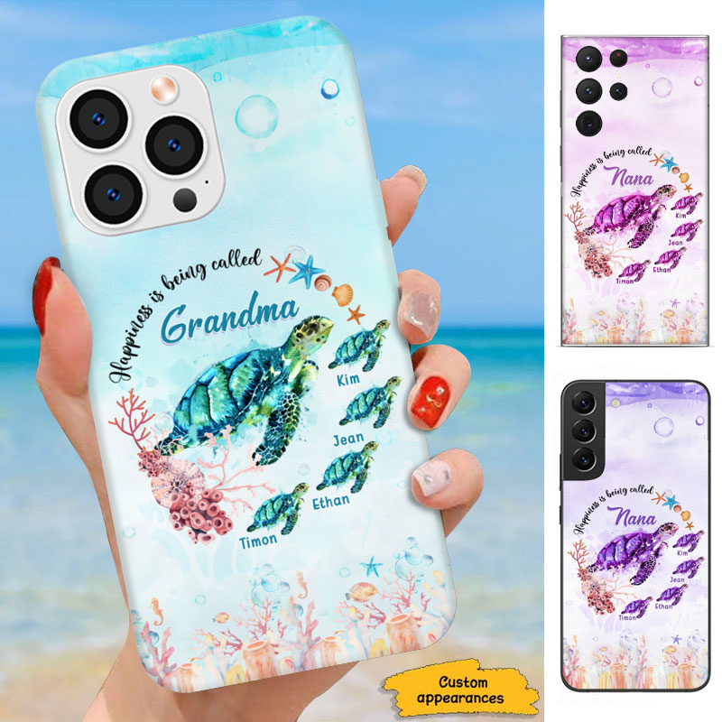 Blessed To Be Called Grandma Sea Turtles Coral Personalized Phone Case - mockup 2 of 5