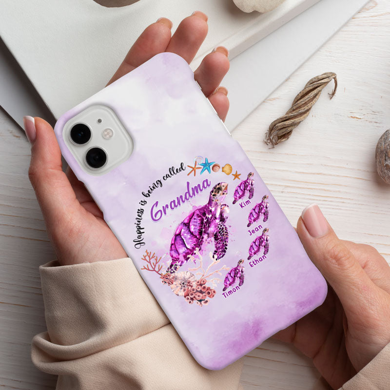 Blessed To Be Called Grandma Sea Turtles Coral Personalized Phone Case - mockup 4 of 5